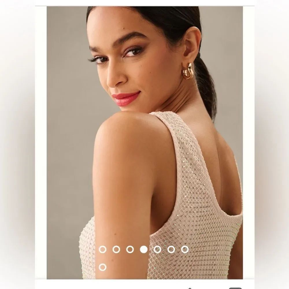 Sunday in Brooklyn Rhinestone Mesh Tank by Anthropologie Medium ivory